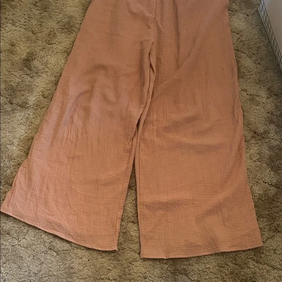 Heyson Mauve Pink/Tan Linen-Texture Overalls - Picture 9 of 13